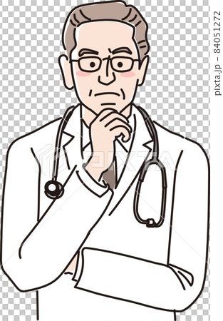 年配の男性医師_上半身_悩む 84051272