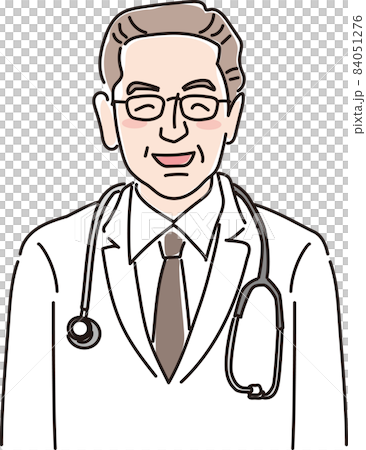 Elderly male doctor_color_upper body_smile - Stock Illustration ...