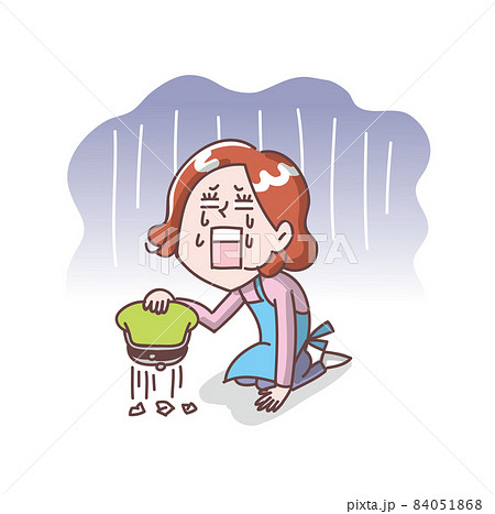 財布が空で嘆く主婦 84051868