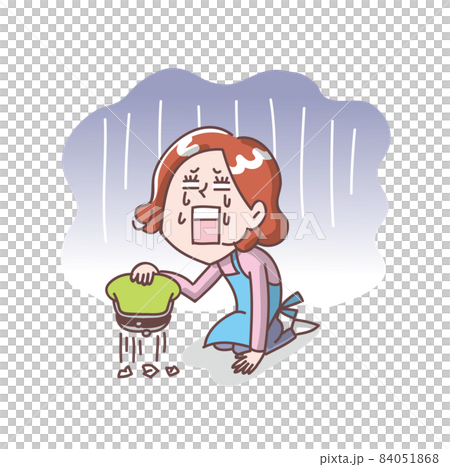 財布が空で嘆く主婦 84051868