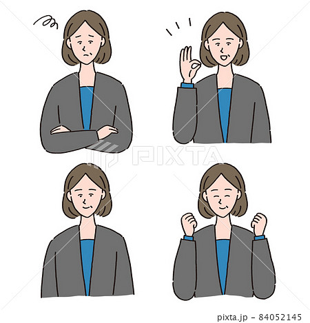 女性役職者の表情やポーズ違いのセット 84052145