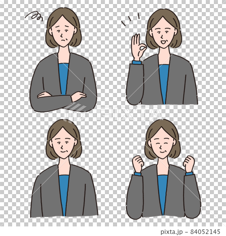 女性役職者の表情やポーズ違いのセット 84052145