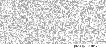 Topographic turing seamless pattern. Set of four abstract black and white striped backgrounds 84052533