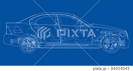 Electric Car With Chassis. 3d illustration Electric Car With Chassis. 3d illustration 84054045