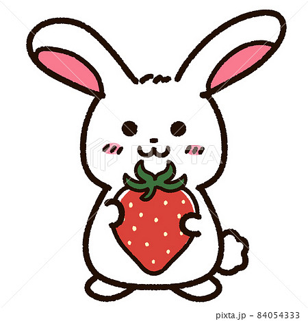 イチゴとかわいいウサギのイラスト素材