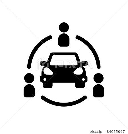 カーシェア・ライドシェア・相乗り ベクターアイコンイラスト 84055047
