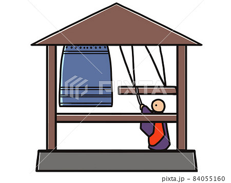 除夜の鐘をつく僧侶 84055160