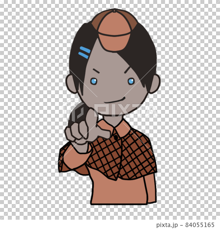 人差し指を向ける若い探偵（女2） 84055165