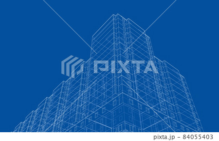 Wire-frame model of a multi-storey building 84055403