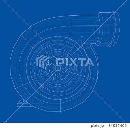 Automobile turbocharger concept outline Automobile turbocharger concept outline 84055406