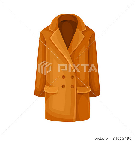 Brown Double-breasted Overcoat as Neat and Clean Clothing Vector Illustration 84055490