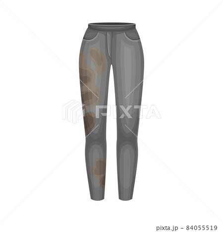 Dirty Black Pants with Stain and Spots as Used Clothes for Laundry Vector Illustration Dirty Black Pants with Stain and Spots as Used Clothes for Laundry Vector Illustration 84055519