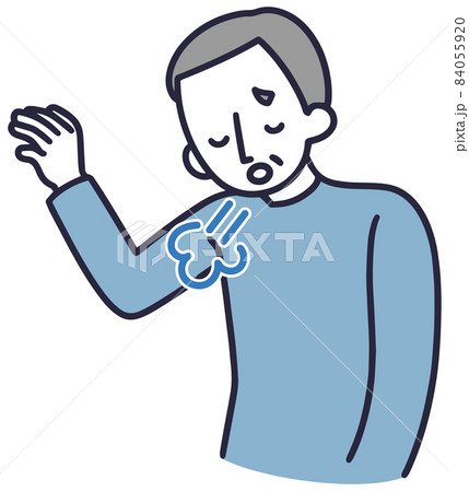 息苦しい　疲労　男性　シンプルイラスト 84055920