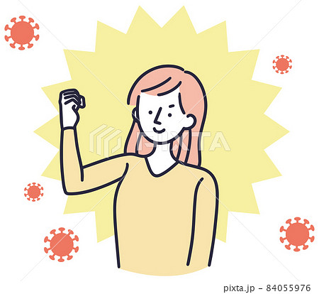 免疫　感染症対策　女性　シンプルイラスト 84055976
