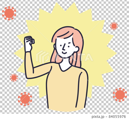 免疫　感染症対策　女性　シンプルイラスト 84055976