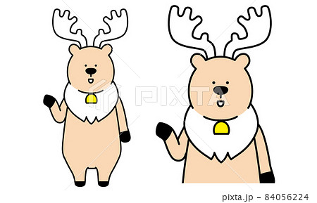 手をかざしているトナカイさんのイラスト素材。のイラスト素材