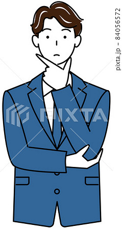 解決策を考えているスーツ姿の可愛いい男性 イラスト ベクター 84056572