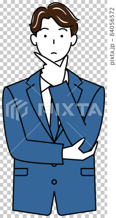解決策を考えているスーツ姿の可愛いい男性 イラスト ベクター 84056572