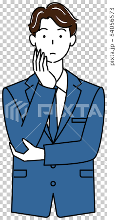 解決策を考えているスーツ姿の可愛いい男性 イラスト ベクター 解決策を考えているスーツ姿の可愛いい男性 イラスト ベクター 84056573