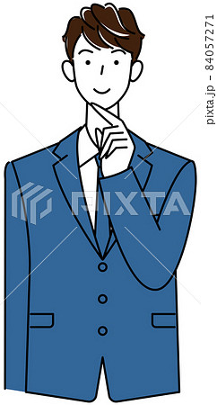 前向きに解決策を考えているスーツ姿の可愛いい男性 イラスト ベクター 前向きに解決策を考えているスーツ姿の可愛いい男性 イラスト ベクター 84057271