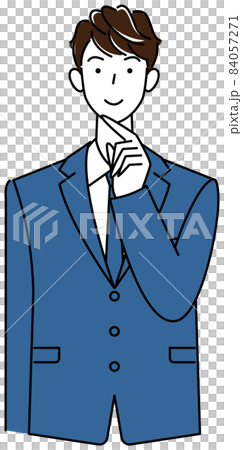 前向きに解決策を考えているスーツ姿の可愛いい男性 イラスト ベクター 前向きに解決策を考えているスーツ姿の可愛いい男性 イラスト ベクター 84057271