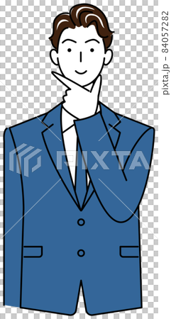 前向きに解決策を考えているスーツ姿の可愛いい男性 イラスト ベクター 前向きに解決策を考えているスーツ姿の可愛いい男性 イラスト ベクター 84057282