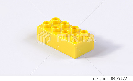 Yellow Plastic Building Lego Brick On A White のイラスト素材