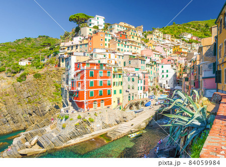 Riomaggiore traditional typical Italian fishing village in National park Cinque Terre 84059984