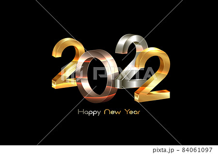 2022 golden, bronze and silver bold letters. New Year 3D logo for Holiday greeting card. Vector illustration isolated on black background, eve fashion luxury template 2022 golden, bronze and silver bold letters. New Year 3D logo for Holiday greeting card. Vector illustration isolated on black background, eve fashion luxury template 84061097
