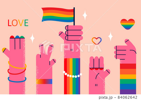 People hold flags support LGBT community  84062642