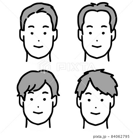 4人の男性の顔セットのイラスト素材