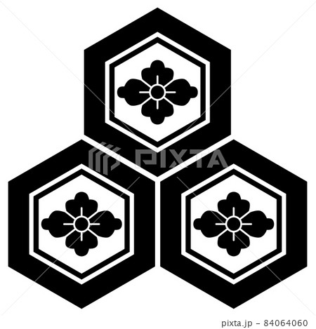 浅井長政、二階堂行政の家紋です。三つ盛亀甲に花菱といいます。 84064060