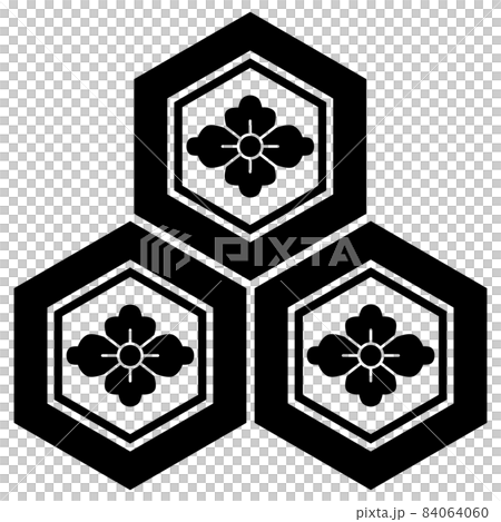 浅井長政、二階堂行政の家紋です。三つ盛亀甲に花菱といいます。 84064060