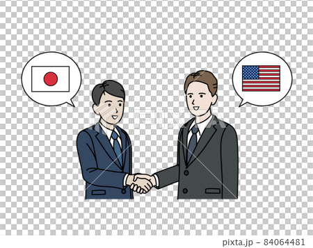Japanese businessman shaking hands with whites, Americans, foreigners, visiting the United States, business 84064481