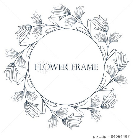 Circular botanical floral frame, vector illustration. 84064497