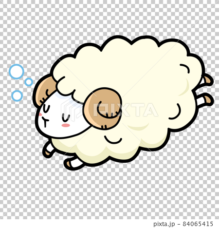 睡眠する羊イラストのイラスト素材