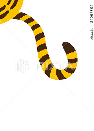かわいい動物のしっぽ -トラやネコのしましまの尾と背中：2022年の干支・虎の素材 -黄色のイラスト素材 [84067304] - PIXTA