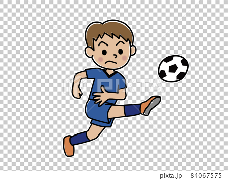 サッカーボールを蹴る男の子 84067575
