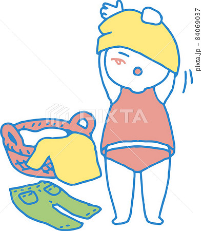 着替えをする子供のイラストのイラスト素材