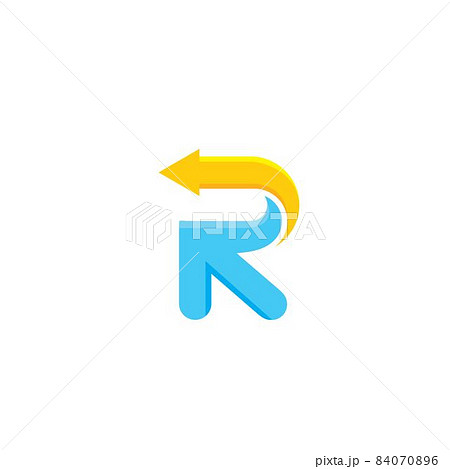 R letter arrow 3D icon vector design template 84070896