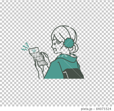 A woman in a kimono with a bad fortune-two colors 84073324