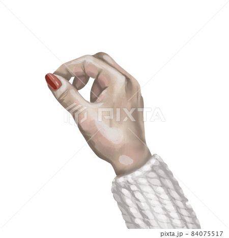 watercolor right hand with red manicure. hand holds. isolated on a white background. watercolor right hand with red manicure. hand holds. isolated on a white background. 84075517