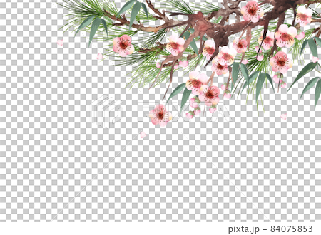 松竹梅のデコレーション　水彩画 84075853
