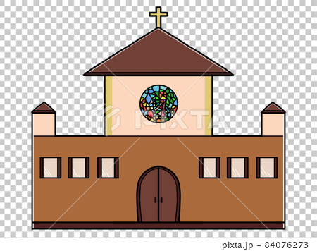 正面から見たシンプルな教会のイラストのイラスト素材