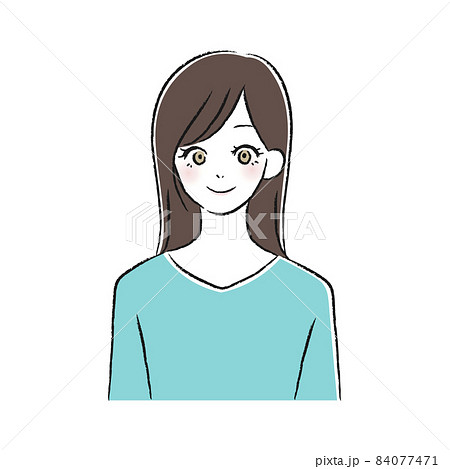 正面を向いた女性のイラストのイラスト素材