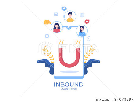 Inbound Marketing Business Vector Illustration with Magnet Design to Attract Customers Offline or Online for Web or Poster Inbound Marketing Business Vector Illustration with Magnet Design to Attract Customers Offline or Online for Web or Poster 84078297