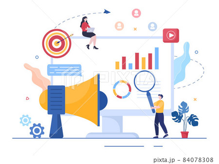 Outbound Marketing Business Vector Illustration with Megaphone Design to Attract Customers Offline or Online for Web or Poster 84078308
