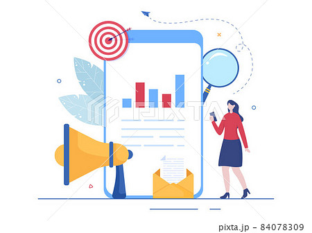 Outbound Marketing Business Vector Illustration with Megaphone Design to Attract Customers Offline or Online for Web or Poster 84078309