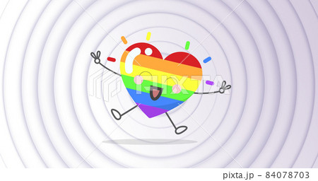 Image of rainbow heart on white background with circles 84078703
