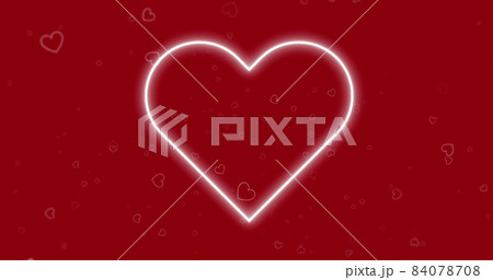 Image of red hearts icons floating and neon heart on redbackground Image of red hearts icons floating and neon heart on redbackground 84078708